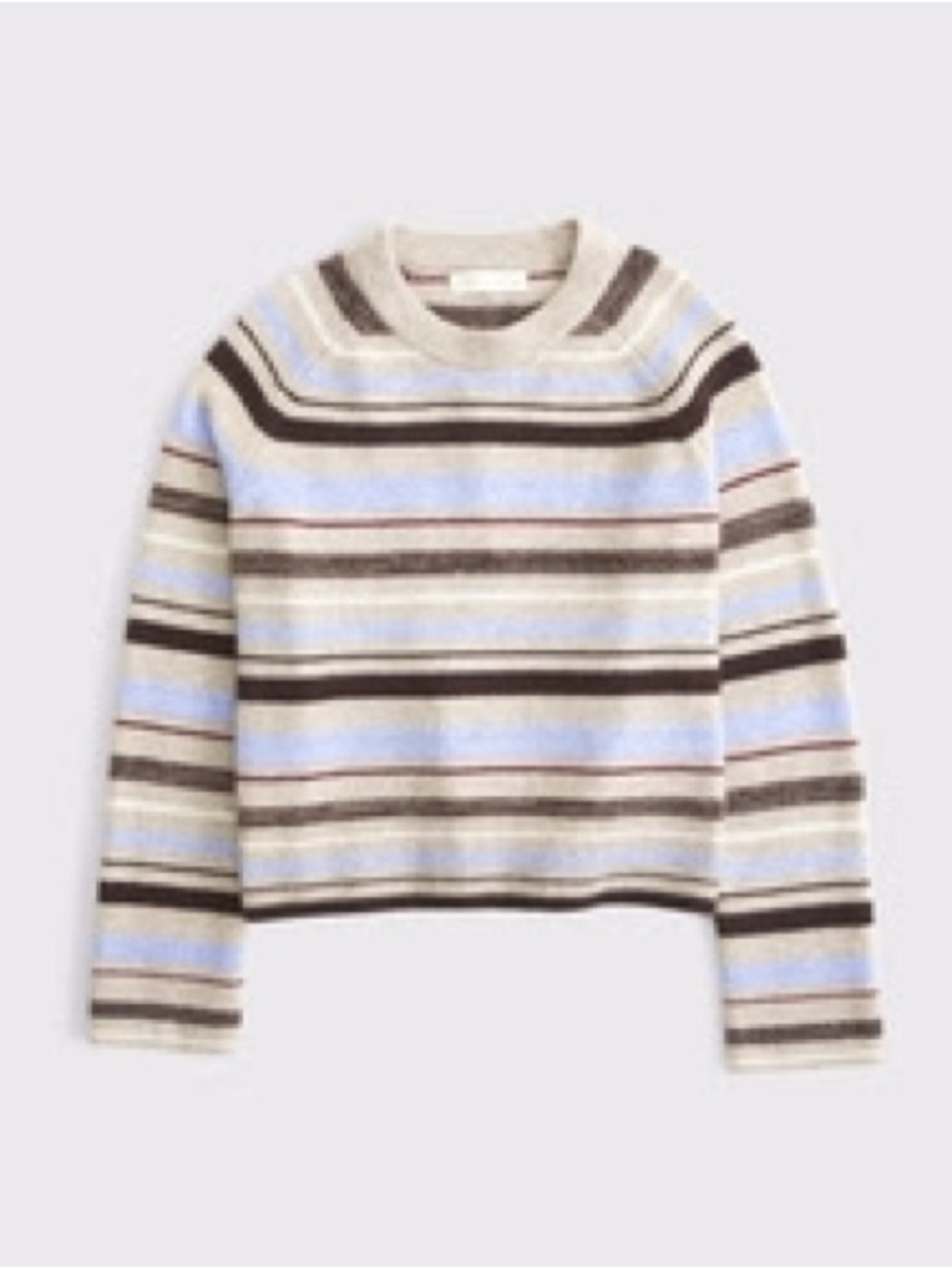 Abercrombie & Fitch Striped Crewneck Sweater in Light Blue, Cream & Brown